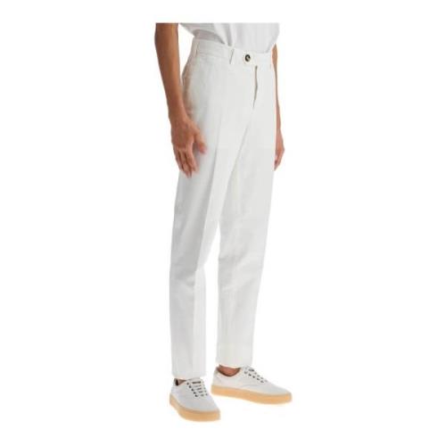 Brunello Cucinelli Italienska Fit Gabardine Byxor White, Herr