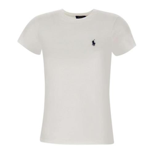 Polo Ralph Lauren Dam Bomull T-shirt, Vit, Crew Neck White, Dam