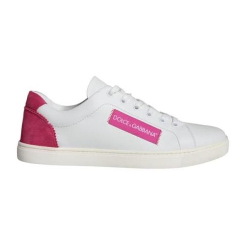 Dolce & Gabbana Vit Rosa Låg Topp Logo Sneakers White, Dam