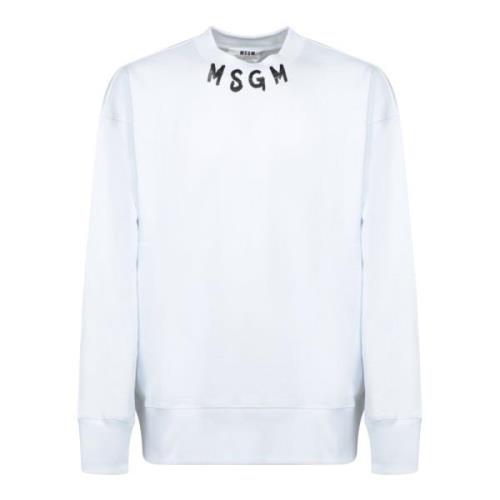 Msgm Vit Sweatshirt för Män Aw24 White, Herr