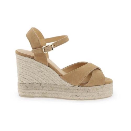 Castañer Korsade Espadriller med Kilklack Brown, Dam