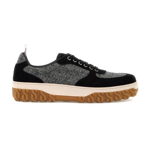 Thom Browne Tweed Letterman Sneakers Black, Herr