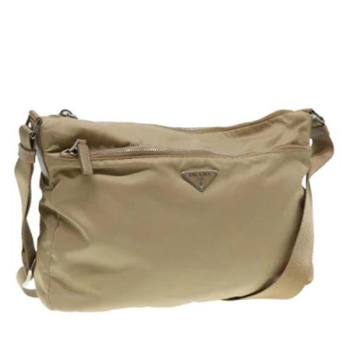 Prada Vintage Pre-owned Nylon axelremsvskor Beige, Dam