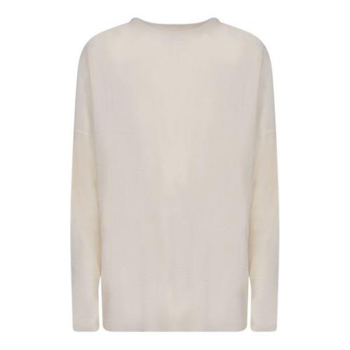 Fabiana Filippi Vit Paljettstickat Aw24 Beige, Dam