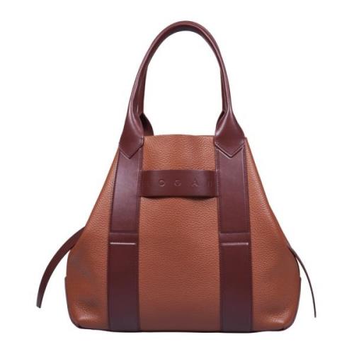 Hogan Brun Läder Shopper Väska Brown, Dam