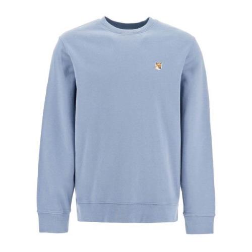 Maison Kitsuné Fox Head Patch Crewneck Sweatshirt Blue, Herr