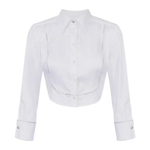 Elisabetta Franchi Elastisk poplin skjorta med logotyp White, Dam