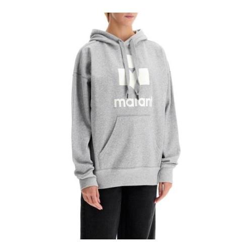 Isabel Marant Étoile Hoodie med Flocked Logo och Dragsko Gray, Dam