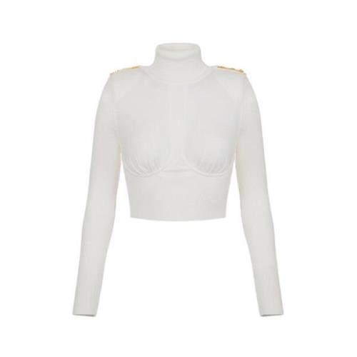 Elisabetta Franchi Himmelblå Tröja Aw23 White, Dam