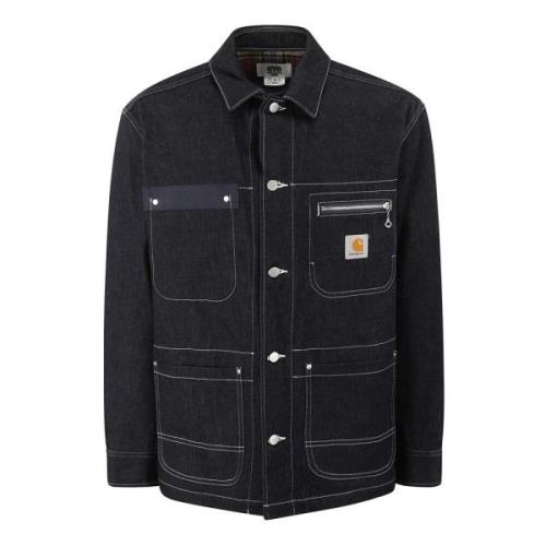 Junya Watanabe Denim Knappjacka med Logotyp Blue, Herr