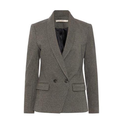 RUE de Femme Trendig rutig blazer med exklusiva knappar Gray, Dam