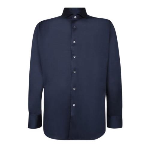 Canali Blå Långärmad Skjorta Casual Stil Blue, Herr