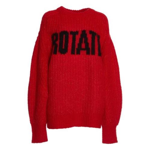 Rotate Birger Christensen Röd Svart Stickad Tröja Aw24 Red, Dam