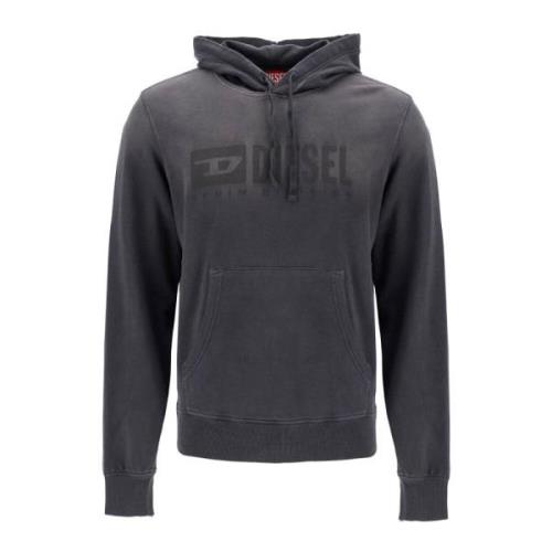 Diesel Faded Logo Hoodie med Kangaroo Pocket Black, Herr