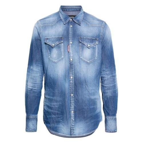 Dsquared2 Western Style Skjortor Blue, Herr