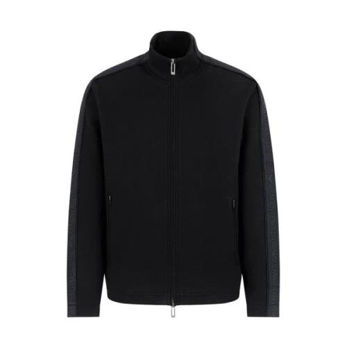 Emporio Armani Svart Zip-Through Sweatshirt Stil Komfort Black, Herr