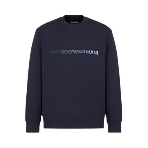 Emporio Armani Himmelblå Sweatshirt Stilren Bekväm Blue, Herr