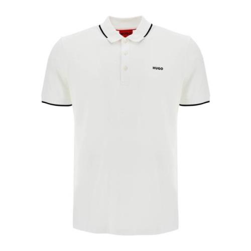 Hugo Boss Kontrastkrage Slim Fit Polo Skjorta White, Herr