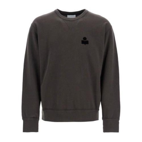 Isabel Marant Flocked Logo Crew-neck Sweatshirt Brown, Herr