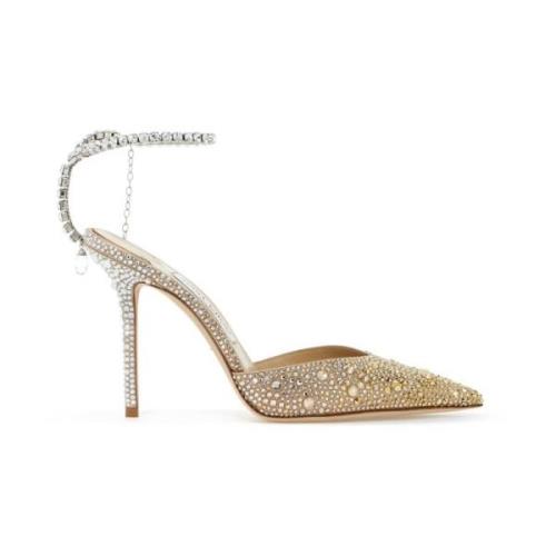 Jimmy Choo Kristallprydda Satinpumps Yellow, Dam