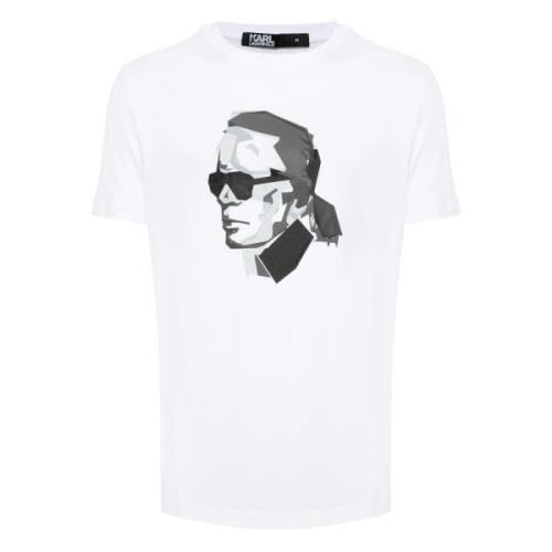 Karl Lagerfeld Baltisk bomull T-tröja med Karl-bild White, Herr