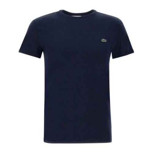 Lacoste Blå Pima Bomull T-shirt med Krokodil Logotyp Blue, Herr