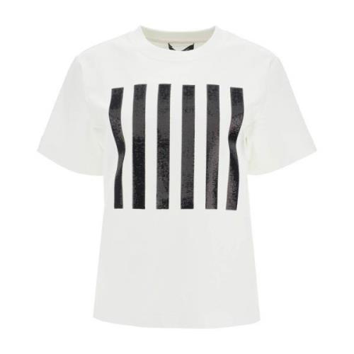 Marc Jacobs Randig Box Tee Bomull Paljett T-shirt White, Dam