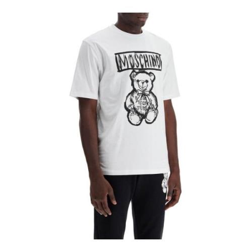 Moschino Teddy Bear Print Crew Neck T-shirt White, Herr