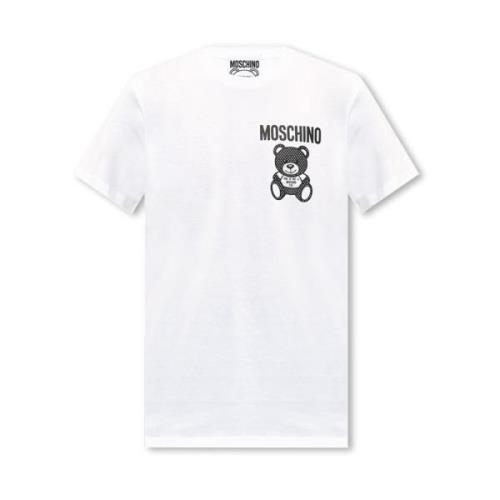 Moschino Vit T-shirt Snygg Design White, Herr