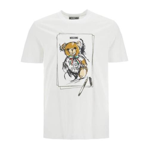 Moschino Teddy Bear Print Crew Neck T-shirt White, Herr