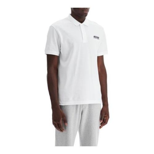 Moschino Polo Shirt med Broderad Logotyp White, Herr