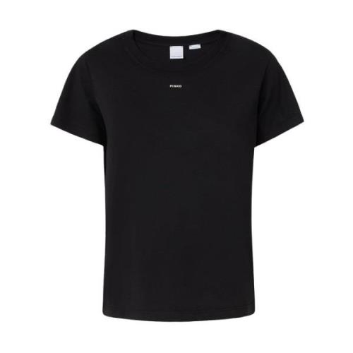 Pinko Casual Bomullst-shirt för Vardagsbruk Black, Dam