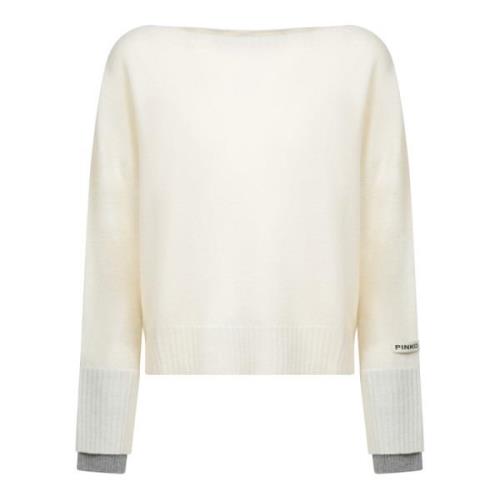 Pinko Vit Stickat Plagg Aw24 White, Dam