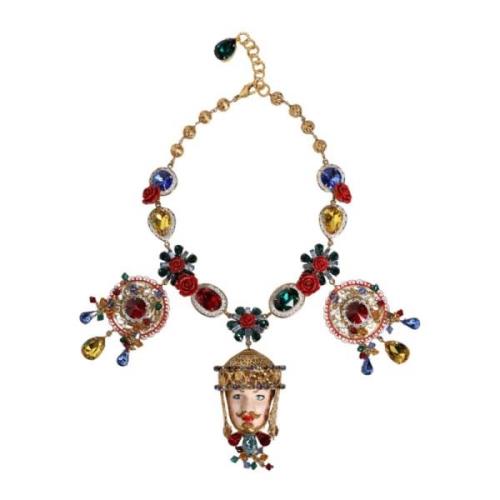 Dolce & Gabbana Multifärgad Kristall Kedja Halsband Multicolor, Dam