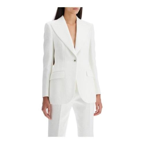 Dolce & Gabbana Elegant Brokadjacka med Peak Revers White, Dam