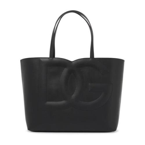 Dolce & Gabbana Quiltad DG Logo Läder Toteväska Black, Dam