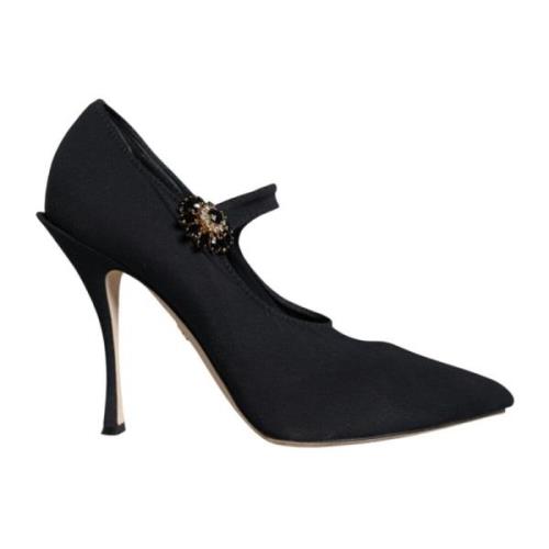 Dolce & Gabbana Svart Kristall Mary Jane Pumps Black, Dam