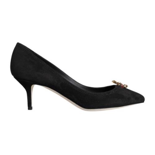 Dolce & Gabbana Svart Mocka Bellucci Klackar Pumps Skor Black, Dam