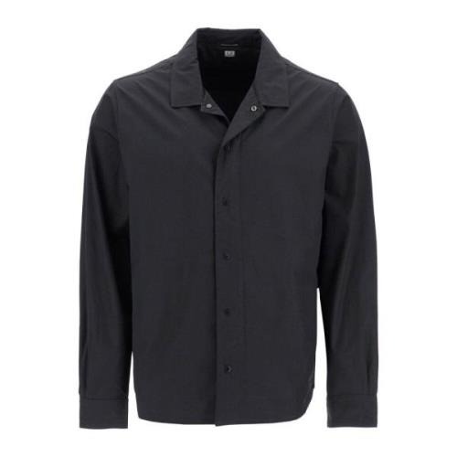 C.p. Company Gabardine Overshirt med Konvertibel Krage Black, Herr