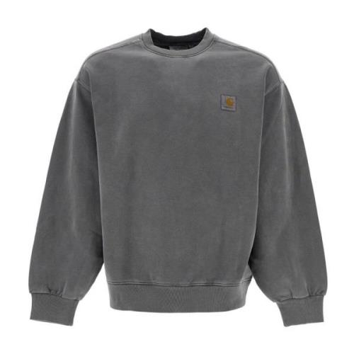 Carhartt Wip Borstad Bomull Crewneck Sweatshirt Gray, Herr