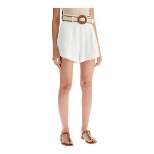 Zimmermann Linne Tuck Shorts med Bälte White, Dam