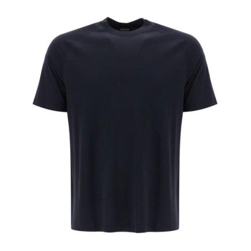 Ermenegildo Zegna Merino Wool Raglan T-shirt för Män Blue, Herr