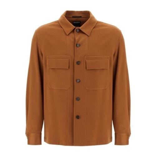 Ermenegildo Zegna Kashmir Oasis Overshirt Brown, Herr