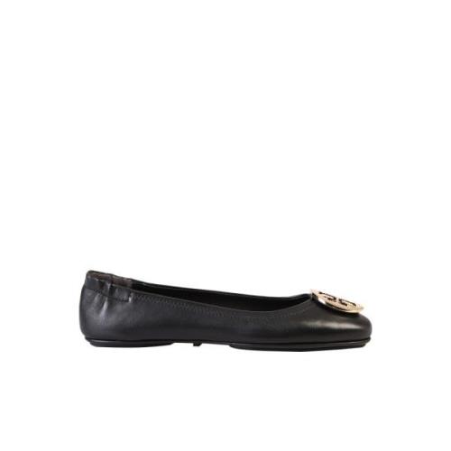 Tory Burch Svarta Läder Ballerina Flats Black, Dam