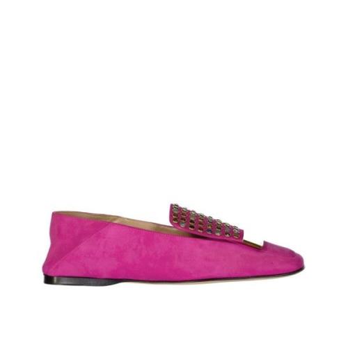 Sergio Rossi Rosa Läder Loafers Kristalldetalj Pink, Dam