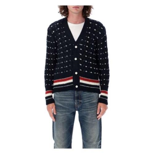 Thom Browne Marinblå Kabelstickad Stickatplagg Aw24 Blue, Herr