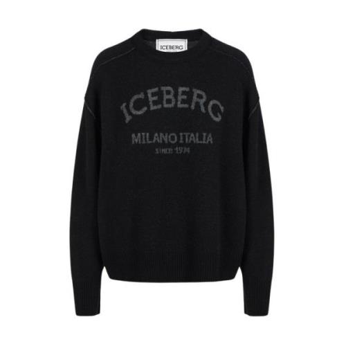 Iceberg Grå crew-neck tröja med logotyp Black, Dam