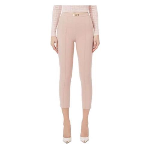 Elisabetta Franchi Stretch Carne Cigaretbyxor Pink, Dam