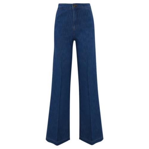 Twinset Högmidjade denimbyxor bred passform Blue, Dam