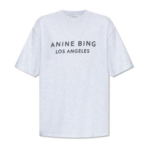 Anine Bing Tryckt T-shirt Gray, Dam